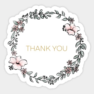 Thank You Card Floral Wreath Sticker